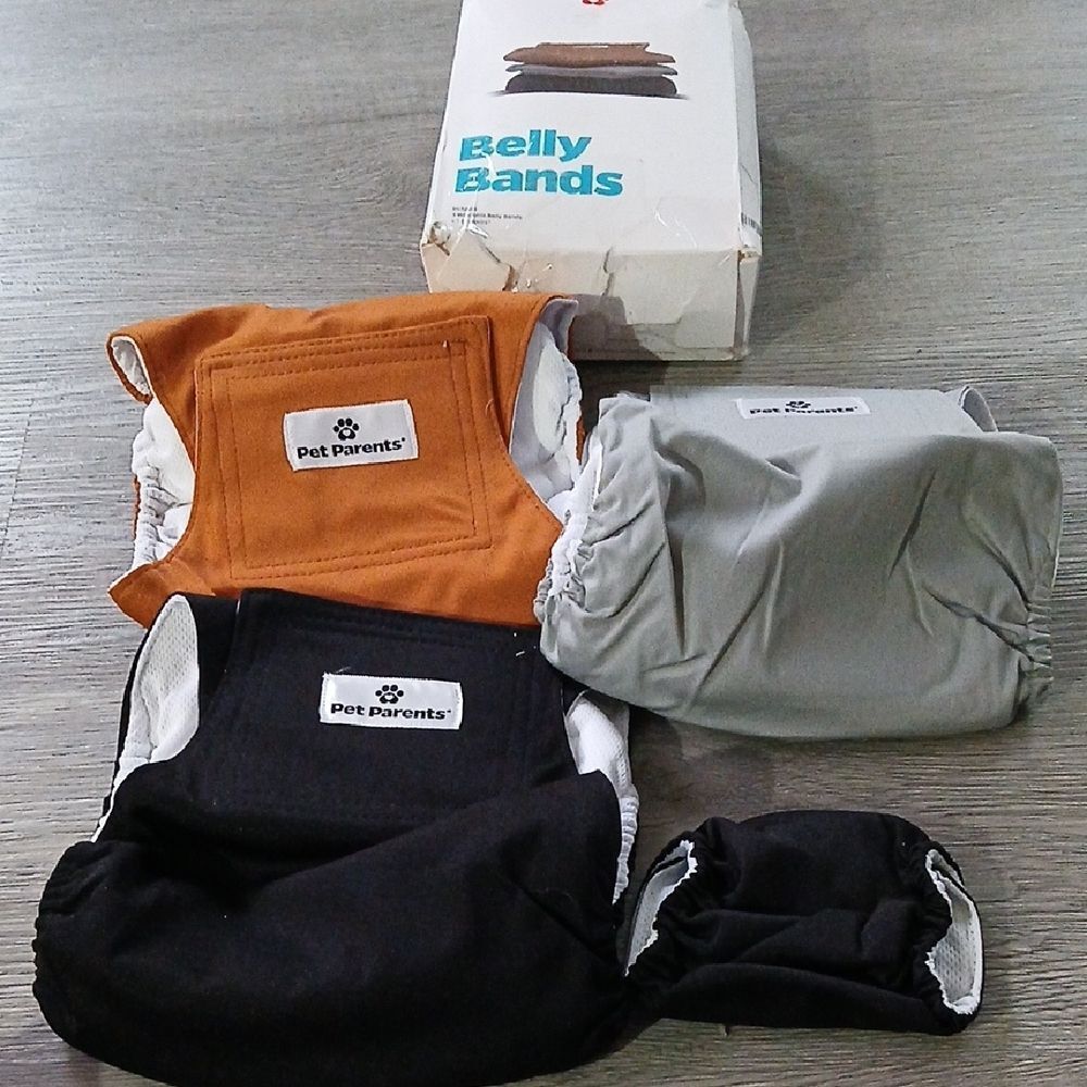 Pet Parents Set of 3 belly bands male dog diapers Sz M Waist 16"-20" NIB
